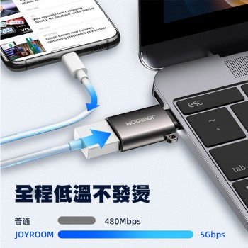 JOYROOM 鋅合金Type-C轉USB轉接頭 迷你適配器 黑色 輕巧便攜 即插即用 高速傳輸 穩定不延遲 S-H151