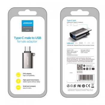 JOYROOM 鋅合金Type-C轉USB轉接頭 迷你適配器 黑色 輕巧便攜 即插即用 高速傳輸 穩定不延遲 S-H151