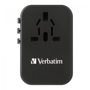 Verbatim威寶 Verbatim 3端口 65W PD 3.0 & QC 3.0 GaN 通用旅行轉插 (66851)