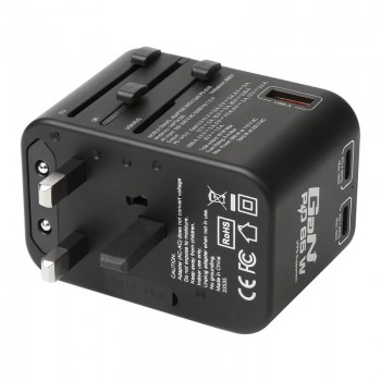 Verbatim威寶 Verbatim 3端口 65W PD 3.0 & QC 3.0 GaN 通用旅行轉插 (66851)