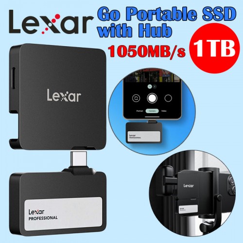 LEXAR 1TB GO PORTABLE SSD SL400 WITH HUB 便攜固態硬碟 黑色 (LSL400S001T-RNBNG) [香港行貨]