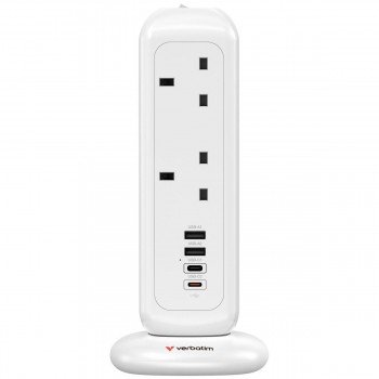 Verbatim 威寶 Power Tower 11AC PD3.0 35W 11位直立式拖板 白色 (32128) [香港行貨]